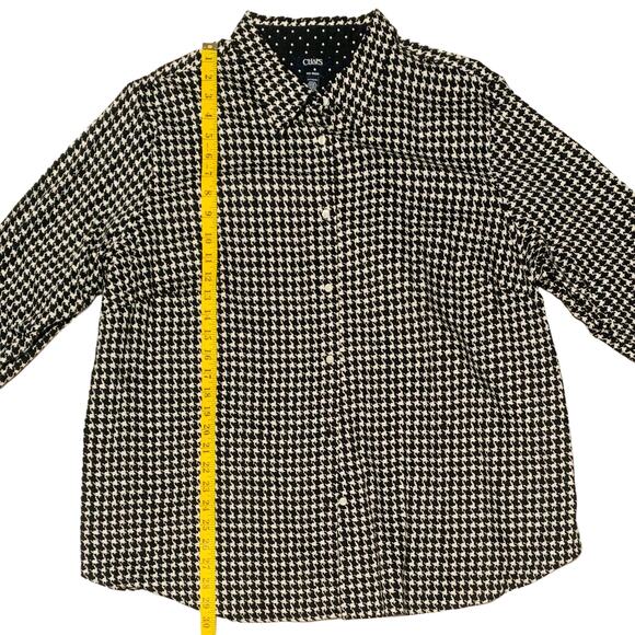 Women's Size 2X CHAPS No-Iron Button Down Blouse Houndstooth Check 100% Cotton - Picture 3 of 5
